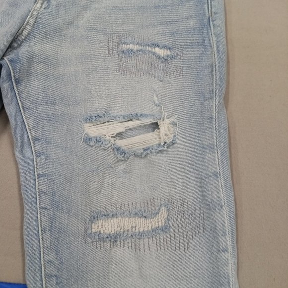 H&M Skinny Fit Distressed Jeans Womens Size 30 High Rise comfort Stretch Blue - Picture 9 of 12